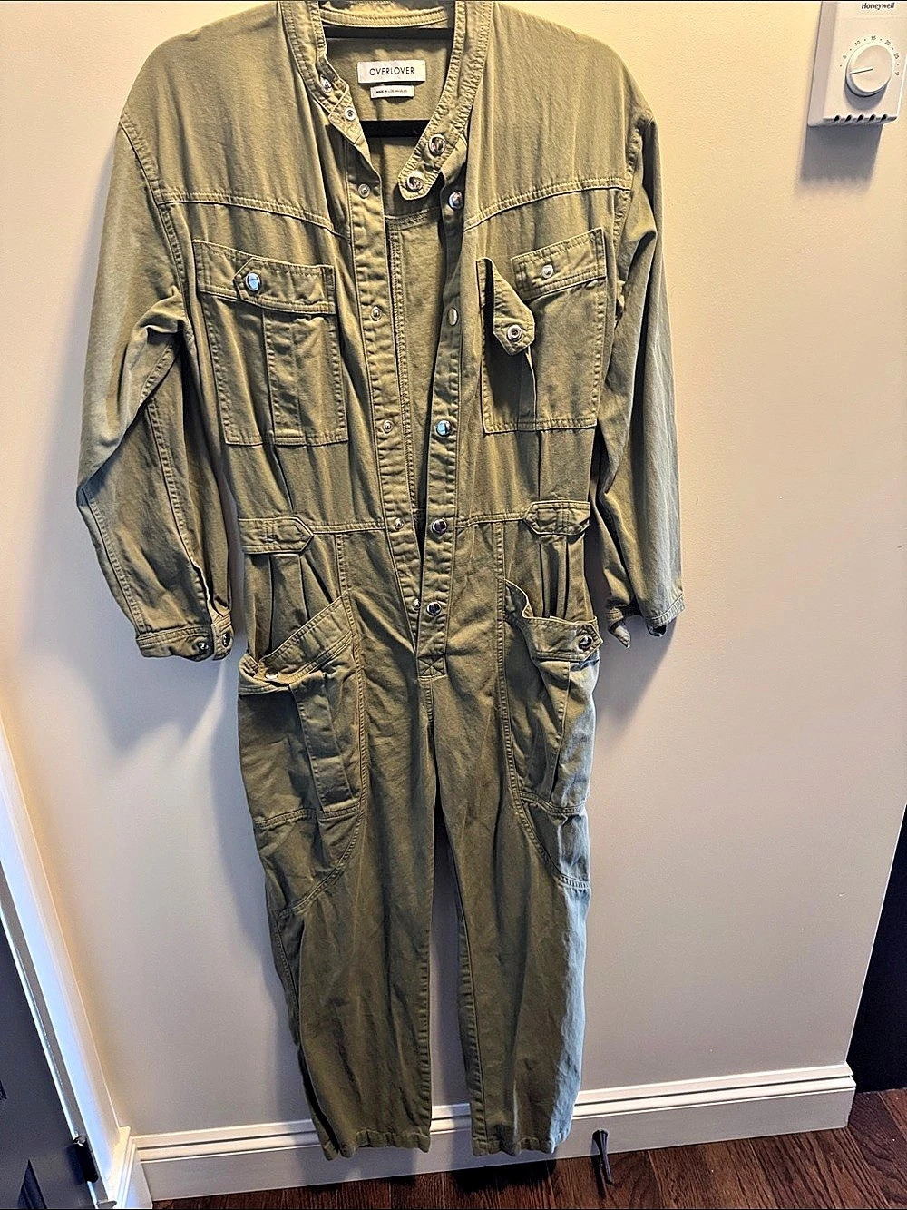 OVERLOVER Mulholland Jumpsuit Cotton Utility Green Small